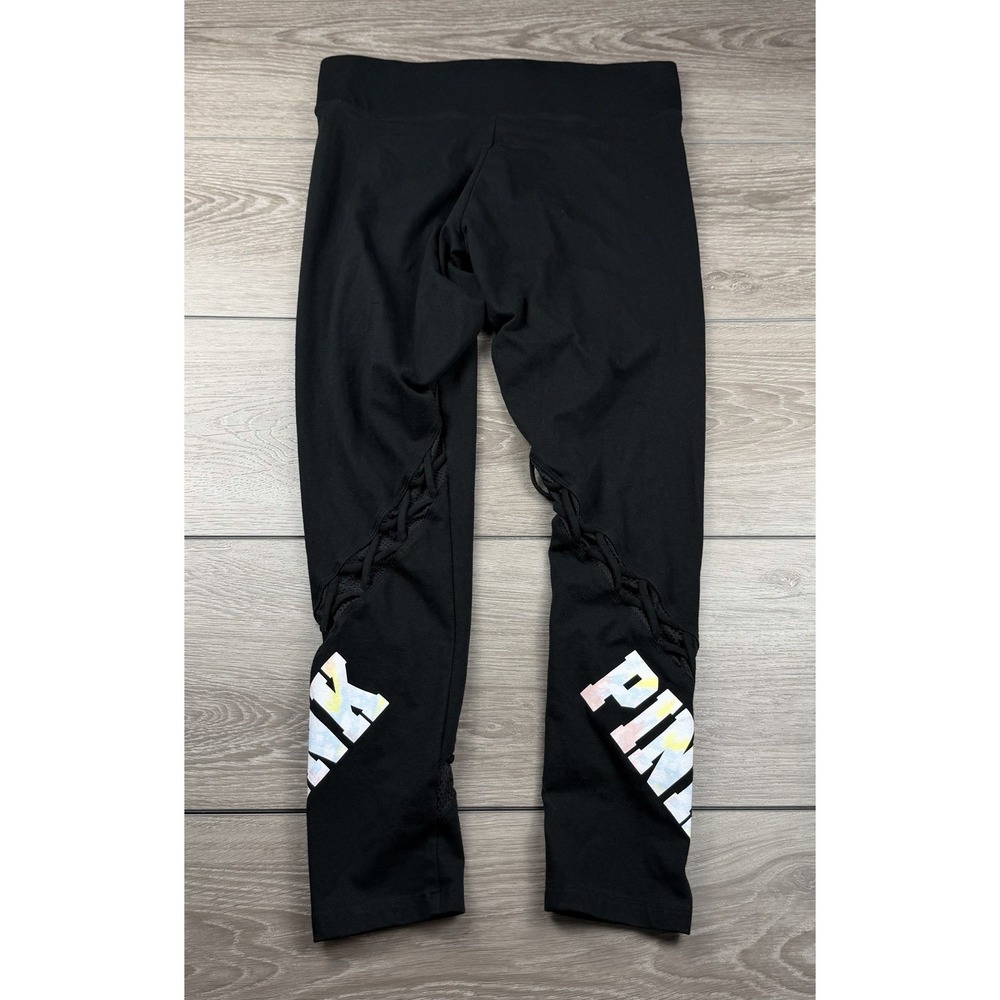 Victorias Secret Pink Women's Yoga Pull On Athletic Leggings Black Large - Picture 3 of 10